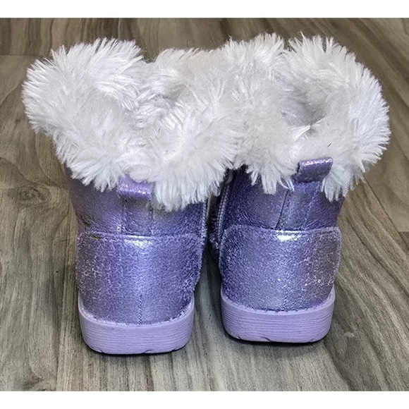Cat & Jack Toddler Girls Boots – Size 4 – Purple Sparkly Faux Fur - Picture 4 of 9